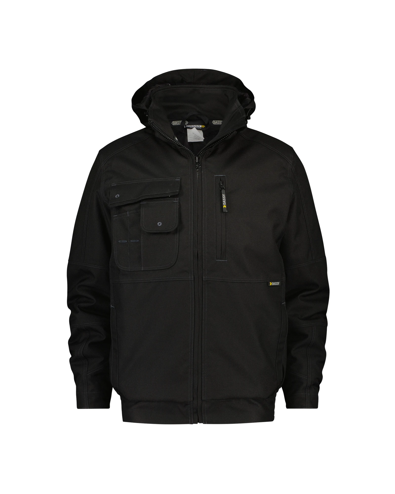 DASSY Austin canvas winterjas in zwart, vooraanzicht