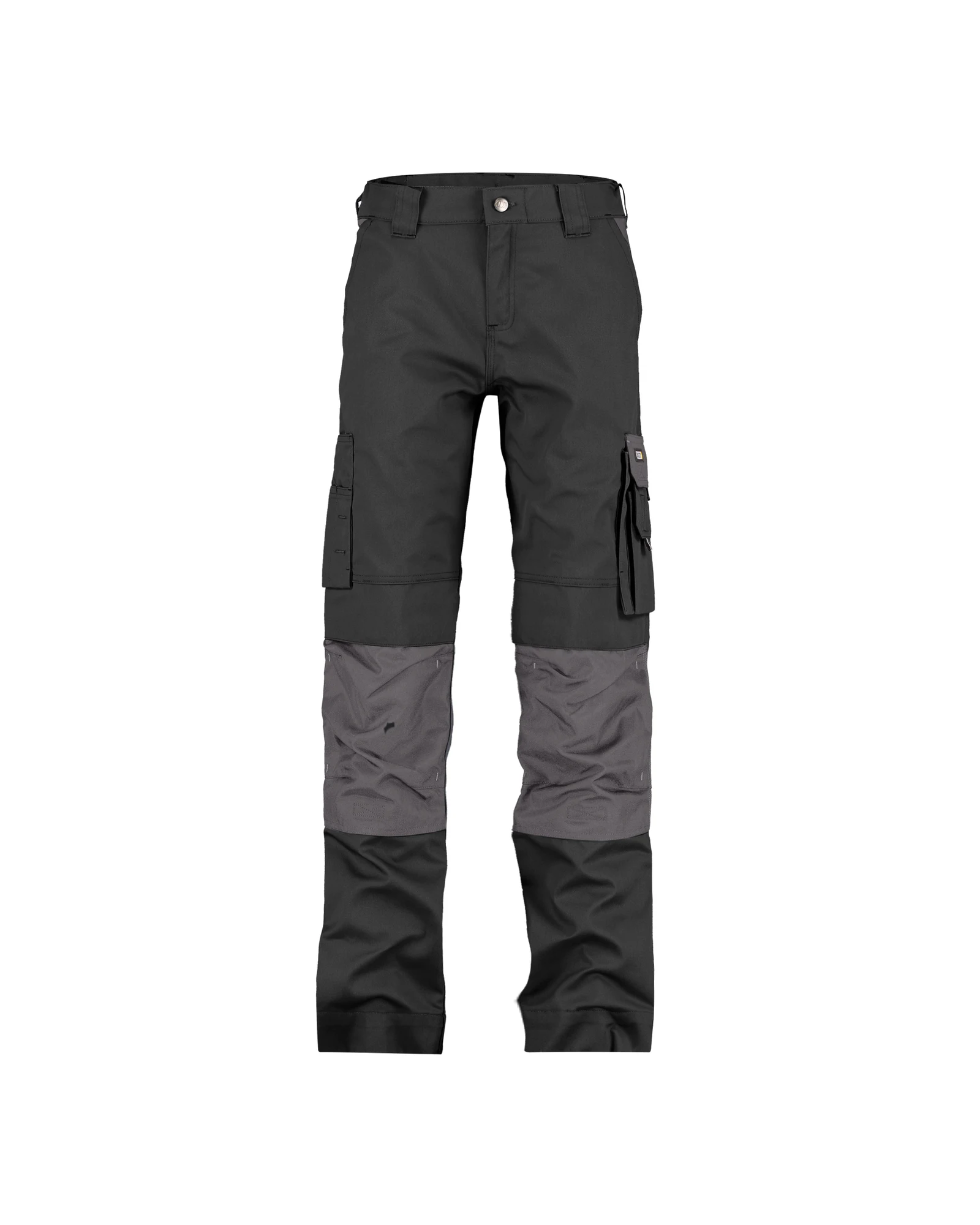 DASSY Boston Women tweekleurige werkbroek met kniezakken voor dames in zwart/cementgrijs, vooraanzicht