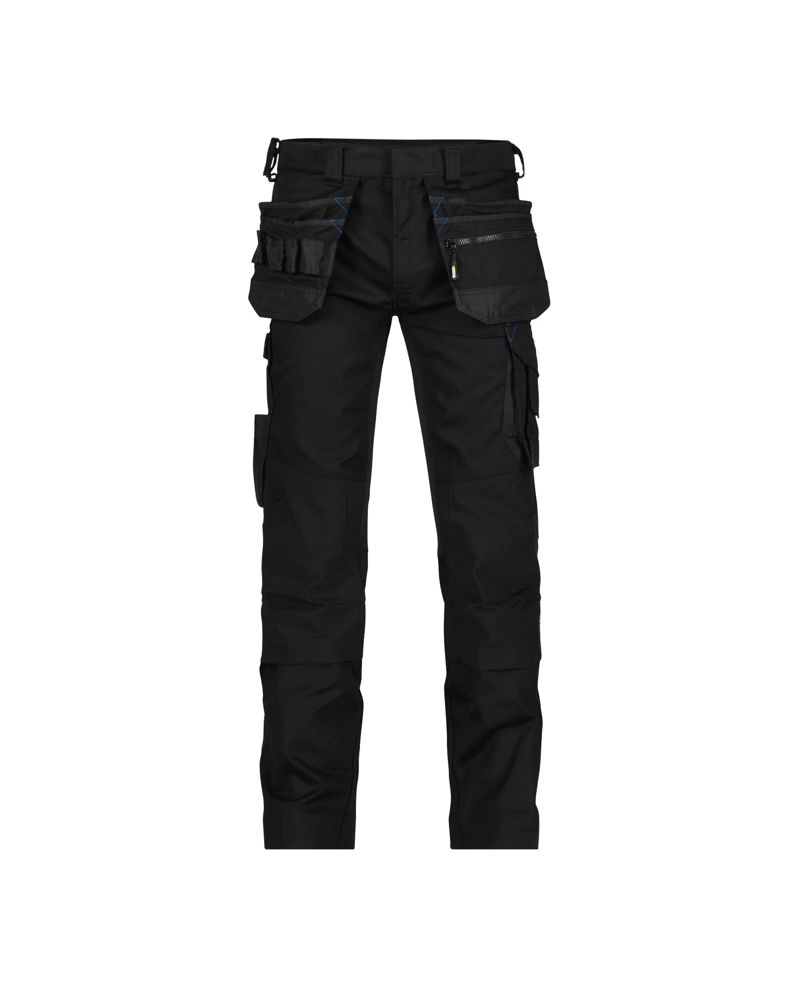DASSY Flux holsterzakkenbroek met stretch en kniezakken in zwart, vooraanzicht