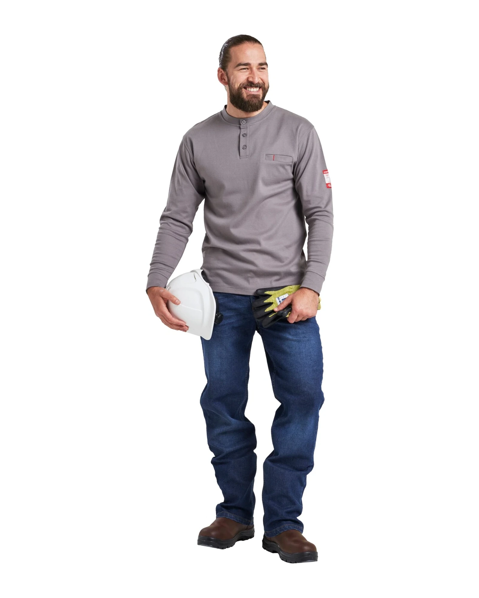 Portwest vlamvertragend T-shirt gedragen door een model