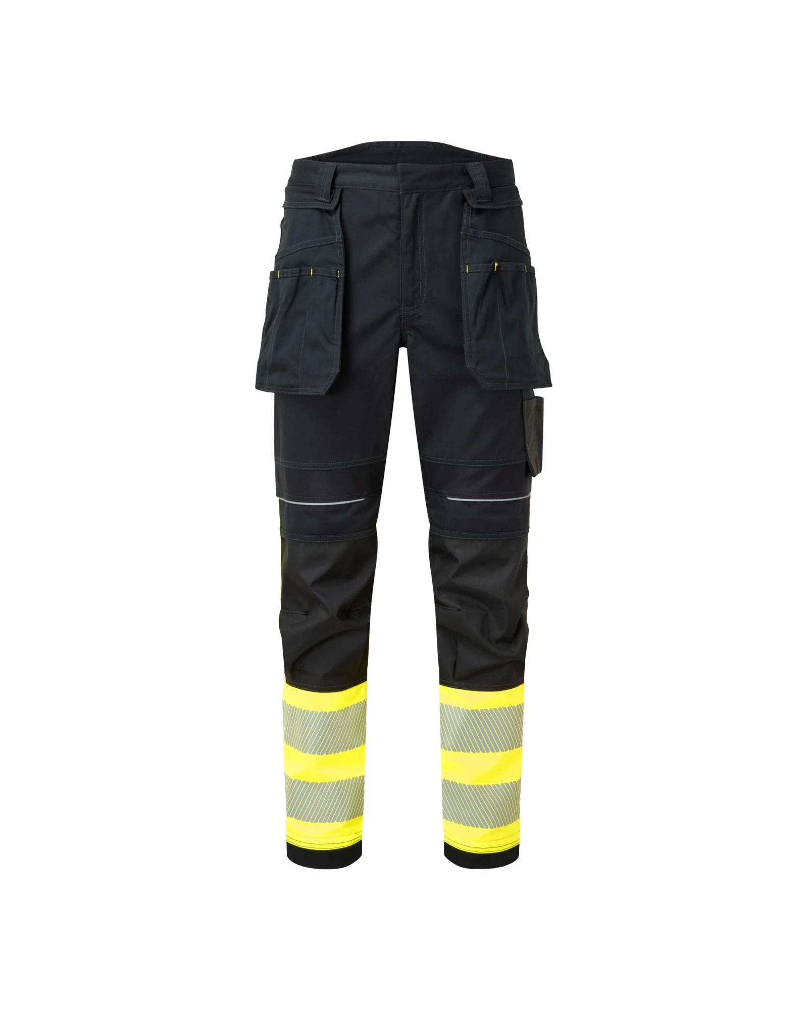 Portwest PW3 Modaflame Hi-Vis vlamvertragende werkbroek in geel/zwart