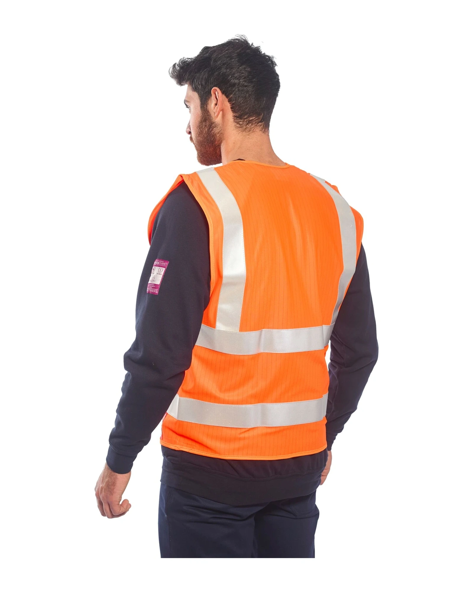Portwest Hi-Vis vlamvertragend vest gedragen door een model