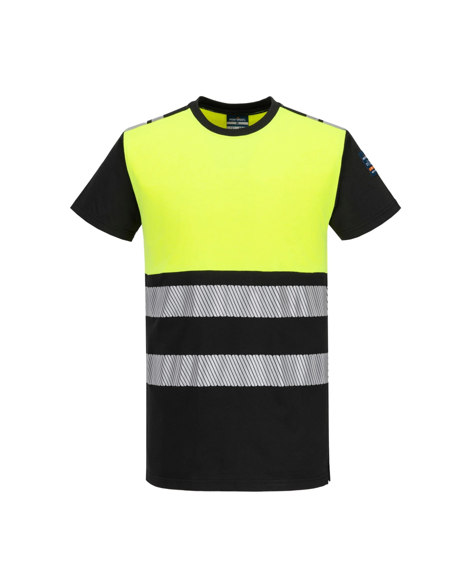 Portwest PW3 Modaflame Hi-Vis vlamvertragend T-shirt in geel/zwart