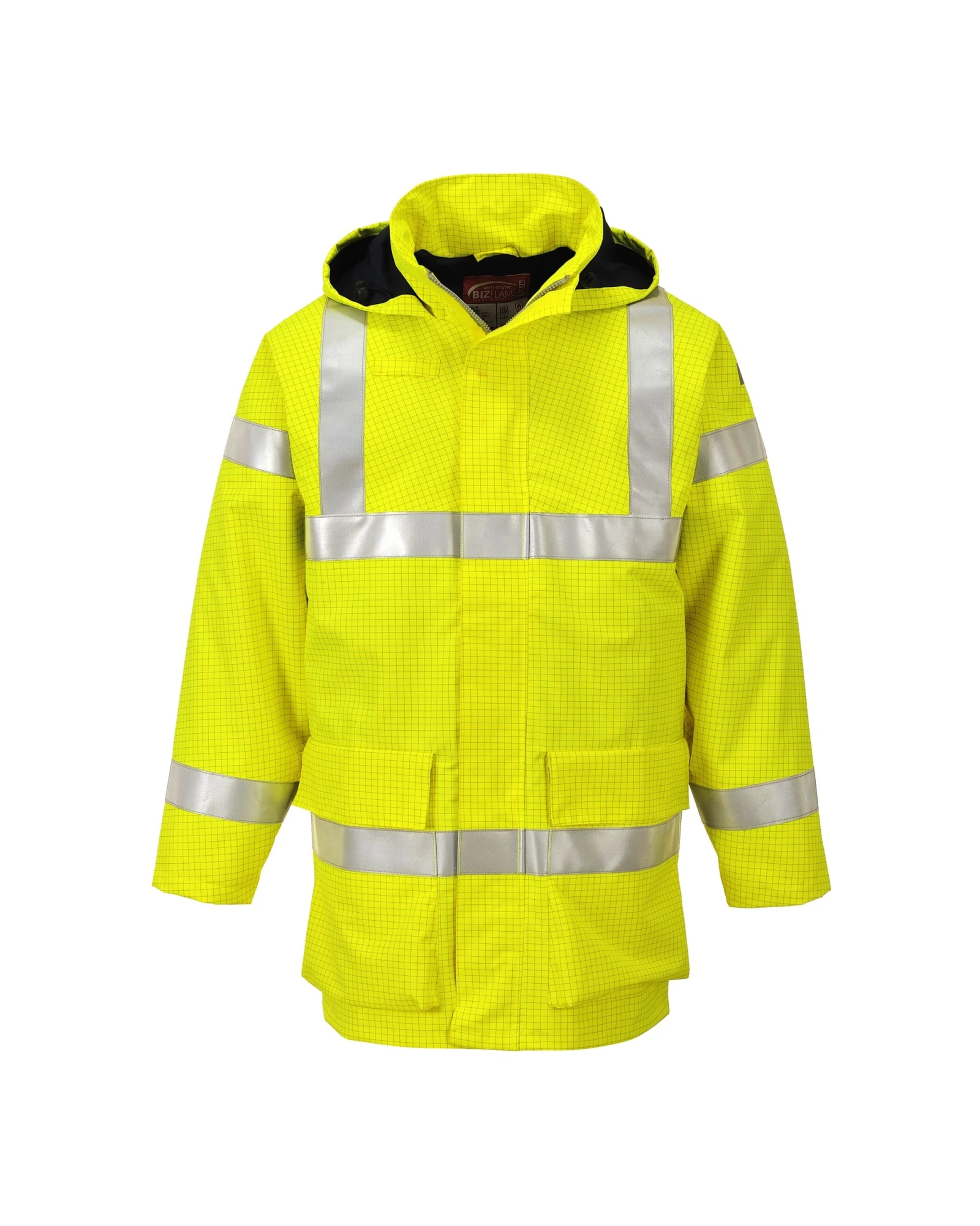 Portwest Bizflame Lite Hi-Vis vlamvertragende regenjas in geel