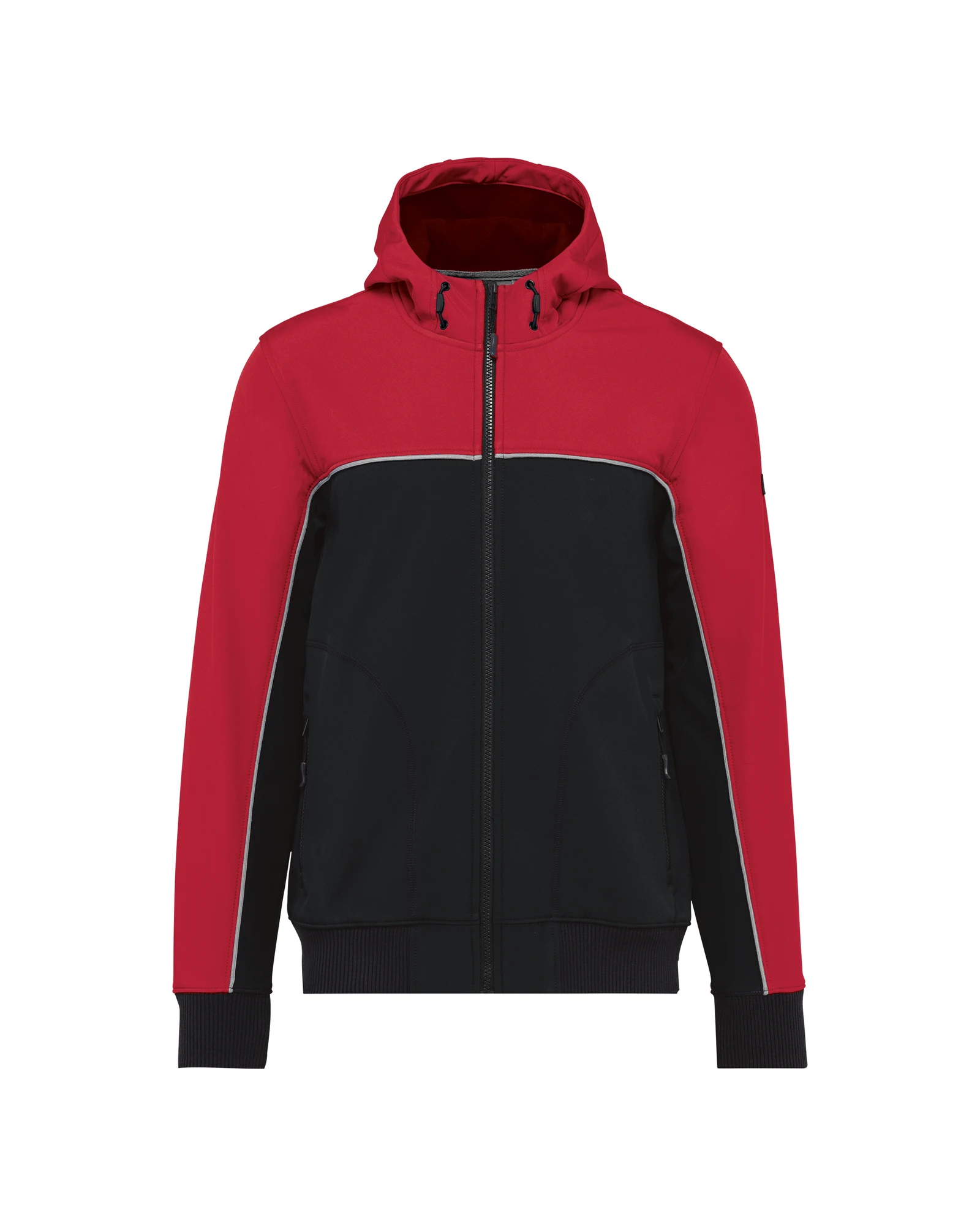 WK Designed To Work WK450 3-laags unisex softshelljas in zwart/rood, vooraanzicht