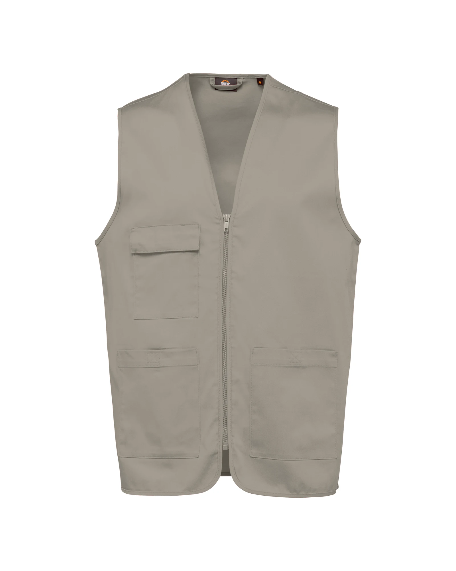 WK Designed To Work WK608 gilet polykatoen multizakken unisex in beige, vooraanzicht
