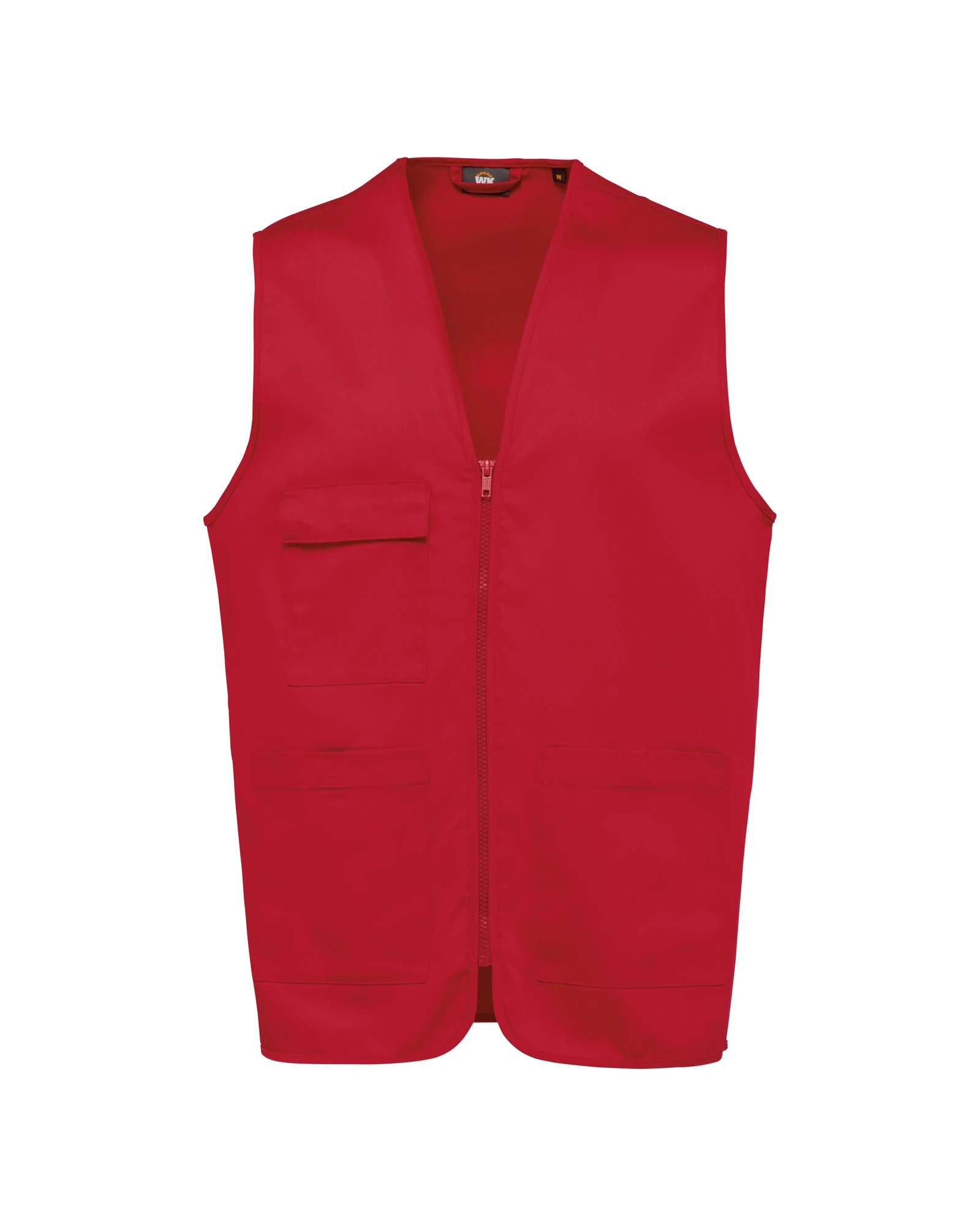 WK Designed To Work WK608 gilet polykatoen multizakken unisex in rood, vooraanzicht