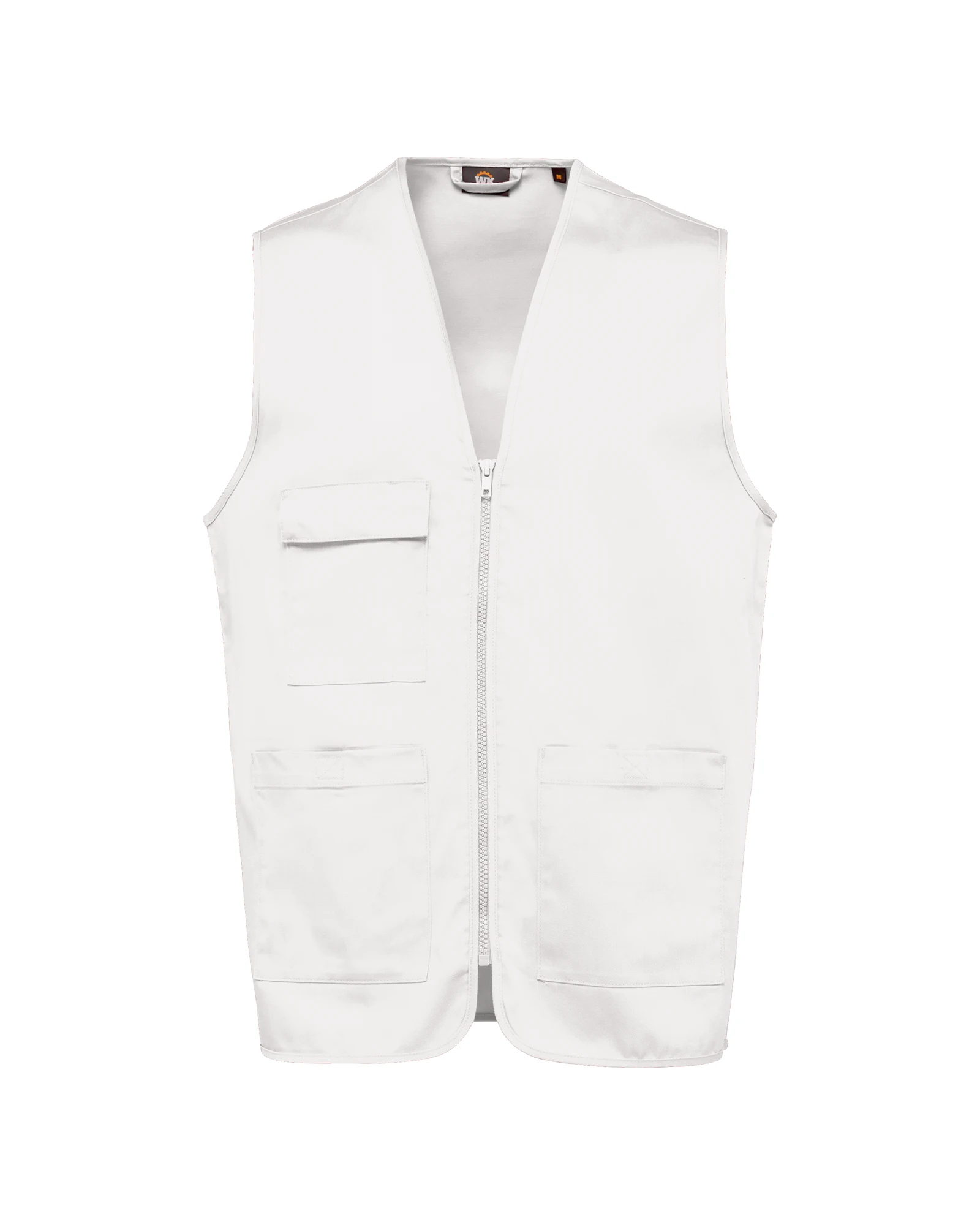 WK Designed To Work WK608 gilet polykatoen multizakken unisex in wit, vooraanzicht